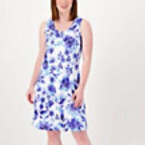 NWT Isaac Mizrahi Plus Size Sleevless Blue/Green Print Summer Sundress - Size 1X - Picture 1 of 6